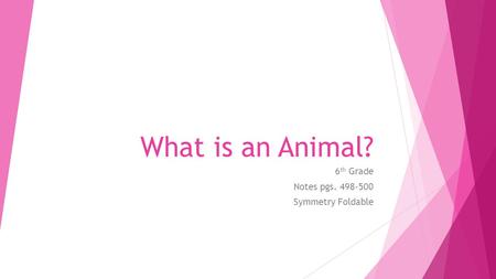 What is an Animal? 6 th Grade Notes pgs. 498-500 Symmetry Foldable.