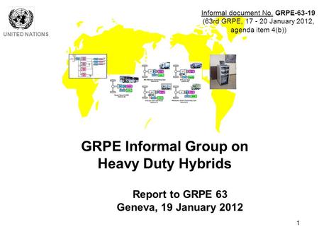 1 GRPE Informal Group on Heavy Duty Hybrids UNITED NATIONS Report to GRPE 63 Geneva, 19 January 2012 Informal document No. GRPE-63-19 (63rd GRPE, 17 -