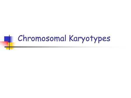 Chromosomal Karyotypes. Chromosomes Definition Genetic structures of cells containing DNA Identification Each chromosome has a characteristic length and.