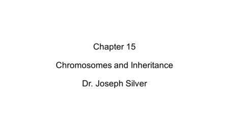 Chapter 15 Chromosomes and Inheritance Dr. Joseph Silver.
