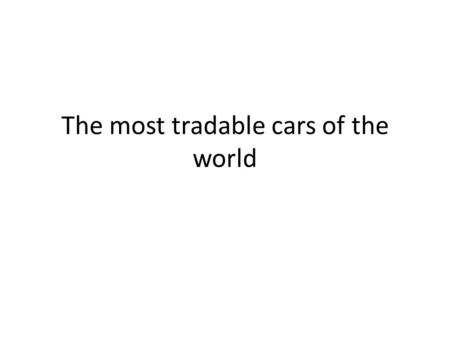 The most tradable cars of the world. Cars Manufactures (countries) Germany Italy Japan USA France South Korea Australia British China.
