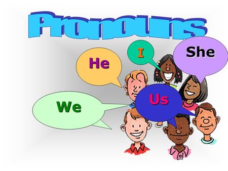 WeWe Us He I She Pronouns A pronoun is a word used instead of a noun or another pronoun.