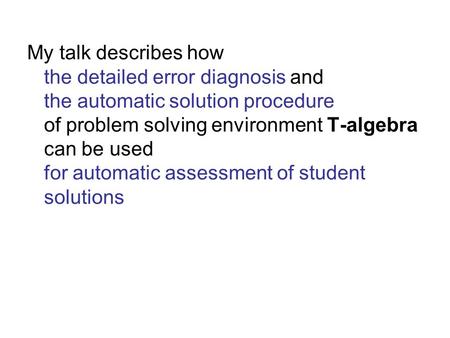 problem solving environment problem solving environment