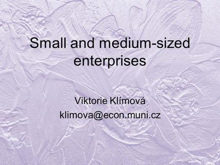 Small and medium-sized enterprises Viktorie Klímová