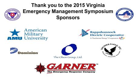 Thank you to the 2015 Virginia Emergency Management Symposium Sponsors.
