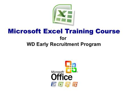 Microsoft Excel Training Course for WD Early Recruitment Program.