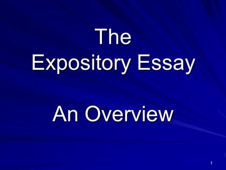 The Expository Essay An Overview