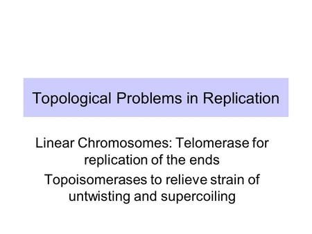 Topological Problems in Replication