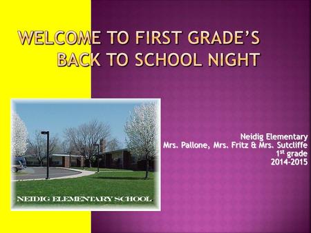 Neidig Elementary Mrs. Pallone, Mrs. Fritz & Mrs. Sutcliffe 1 st grade 2014-2015.