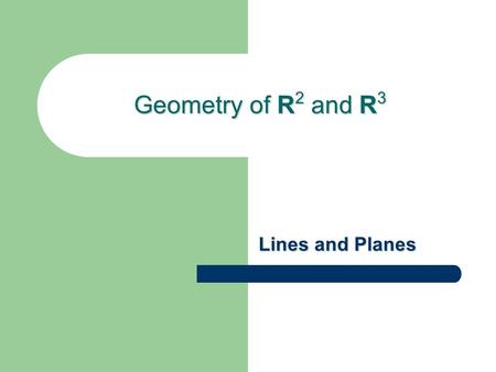 Geometry of R 2 and R 3 Lines and Planes. Point-Normal Form for a Plane R 3 Let P be a point in R 3 and n a nonzero vector. Then the plane that contains.