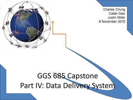 GGS 685 Capstone Part IV: Data Delivery System Charles Chung Caleb Gaw Justin Miller 8 November 2010.