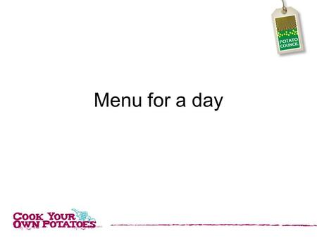 Menu for a day. The Eatwell Plate In order to keep healthy it is important to eat a BALANCED diet. The Eatwell Plate can help us understand how much we.