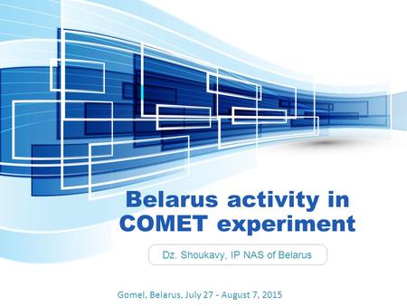 Belarus activity in COMET experiment Dz. Shoukavy, IP NAS of Belarus Gomel, Belarus, July 27 - August 7, 2015.
