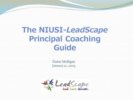 The NIUSI-LeadScape Principal Coaching Guide Elaine Mulligan January 21, 2009.