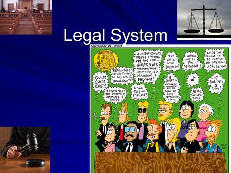 Legal System. Purpose of Laws Bring order to our lives, provide penalties, help settle disagreements, protect our rights, and promote welfare in society.