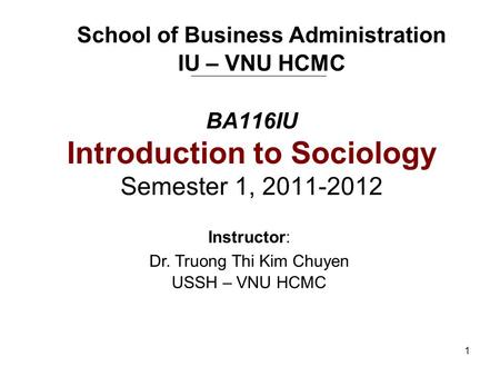 BA116IU Introduction to Sociology Semester 1,