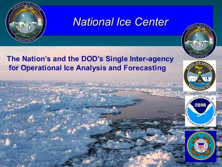National Ice Center The Nation’s and the DOD’s Single Inter-agency for Operational Ice Analysis and Forecasting.