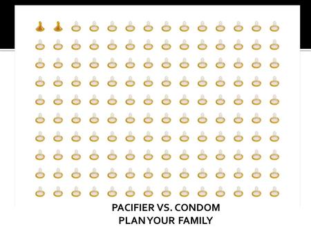 PACIFIER VS. CONDOM PLAN YOUR FAMILY.  China and India together have about 37 % of the worlds population  In 2006 ▪ Chinas population = 1.3 billion.