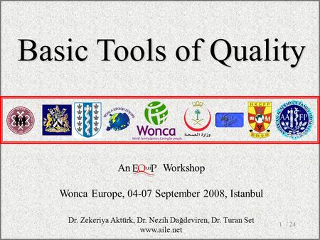 / 241 An Workshop Wonca Europe, 04-07 September 2008, Istanbul Basic Tools of Quality Dr. Zekeriya Aktürk, Dr. Nezih Dağdeviren, Dr. Turan Set www.aile.net.
