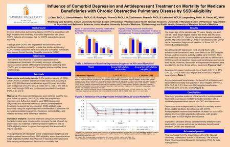Influence of Comorbid Depression and Antidepressant Treatment on Mortality for Medicare Beneficiaries with Chronic Obstructive Pulmonary Disease by SSDI-eligibility.
