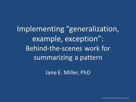 The Chicago Guide to Writing about Multivariate Analysis, 2nd Edition. Implementing “generalization, example, exception”: Behind-the-scenes work for summarizing.