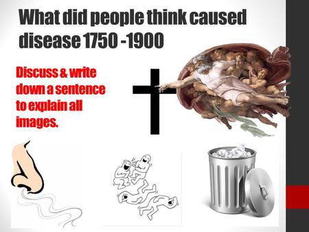 What did people think caused disease 1750 -1900 Discuss & write down a sentence to explain all images.