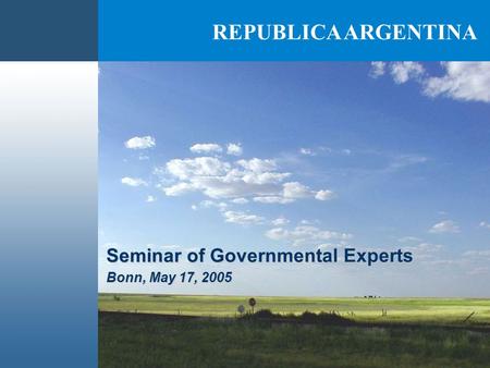 REPUBLICA ARGENTINA Seminar of Governmental Experts Bonn, May 17, 2005.