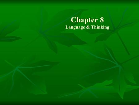 Chapter 8 Language & Thinking