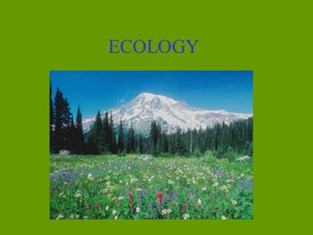 ECOLOGY. Ecology is: The study of the relationship between living organisms and their environment.