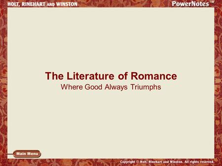 The Literature of Romance