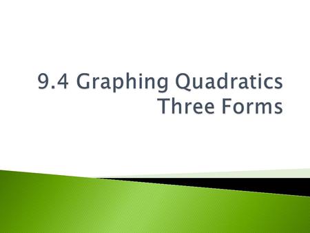 9.4 Graphing Quadratics Three Forms