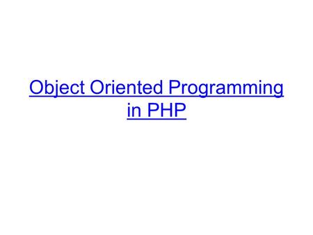Object Oriented Programming in PHP. Topics Quick OOP Review Classes Magic Methods Static Methods Inheritance Exceptions Interfaces Operators Type Hinting.