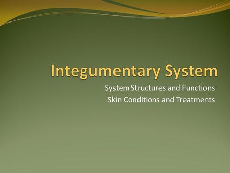 System Structures and Functions Skin Conditions and Treatments.