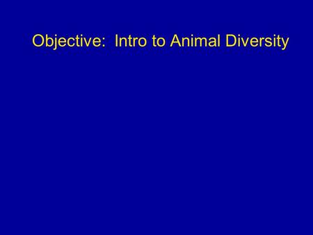 Objective: Intro to Animal Diversity. Heterotrophs that ingest food Multicellular with structural proteins Develop from embryonic layers Animal Characteristics.