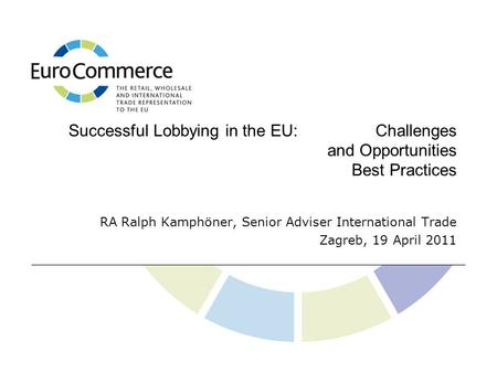 Successful Lobbying in the EU: Challenges and Opportunities Best Practices RA Ralph Kamphöner, Senior Adviser International Trade Zagreb, 19 April 2011.