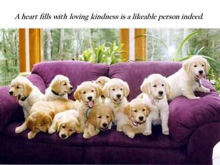 1 A heart fills with loving kindness is a likeable person indeed.