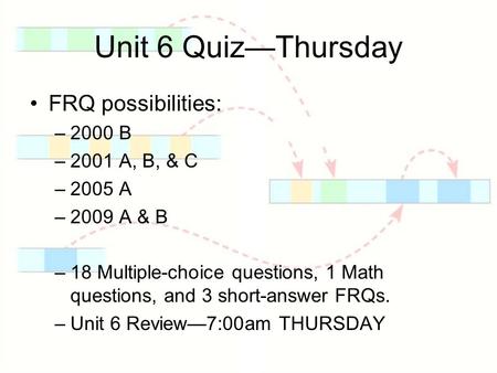 Unit 6 Quiz—Thursday FRQ possibilities: 2000 B 2001 A, B, & C 2005 A