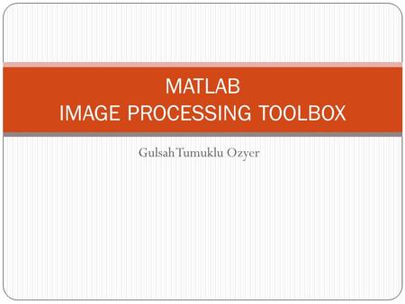 Gulsah Tumuklu Ozyer MATLAB IMAGE PROCESSING TOOLBOX.