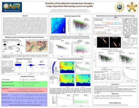 Statistics of broadband transmissions through a range-dependent fluctuating ocean waveguide Mark Andrews and Purnima Ratilal; Northeastern University,