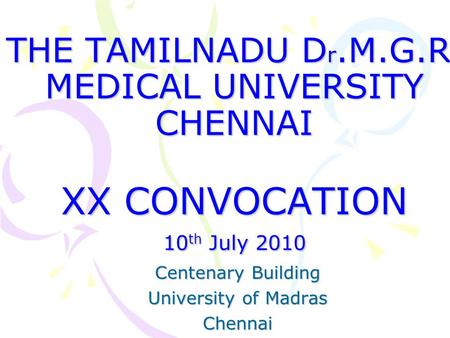 Centenary Building University of Madras Chennai