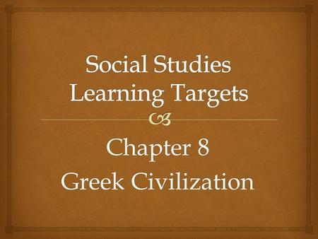 Social Studies Learning Targets