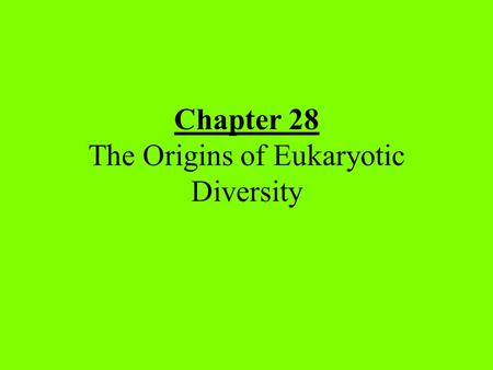 Chapter 28 The Origins of Eukaryotic Diversity.