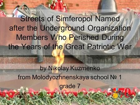 Streets of Simferopol Named after the Underground Organization Members Who Perished During the Years of the Great Patriotic War by Nikolay Kuzmenko from.