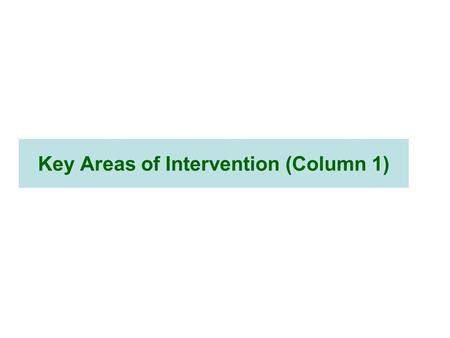 Key Areas of Intervention (Column 1). Transitory Shock Management (NFP 2.1) Effective implementation of targeted programs (NFP.2.2) 1. Disaster Mitigation.