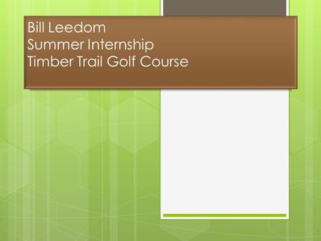 Bill Leedom Summer Internship Timber Trail Golf Course.