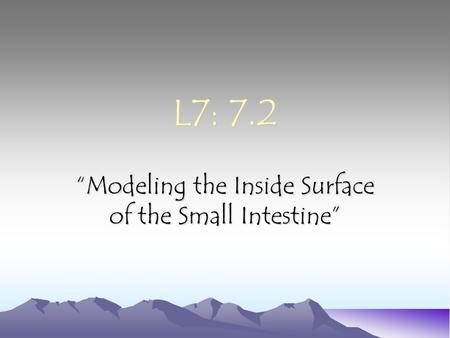 L7: 7.2 “Modeling the Inside Surface of the Small Intestine”