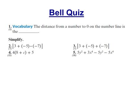Bell Quiz. Objectives Learn to graph on a coordinate plane.