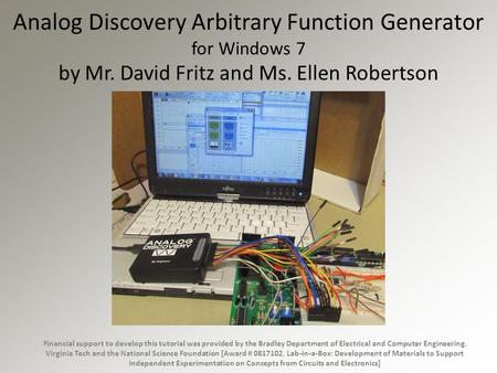 Analog Discovery Arbitrary Function Generator for Windows 7 by Mr