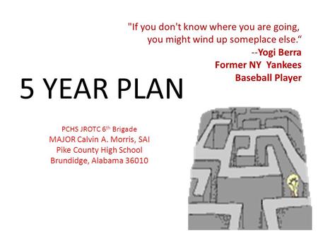 5 YEAR PLAN If you don't know where you are going,