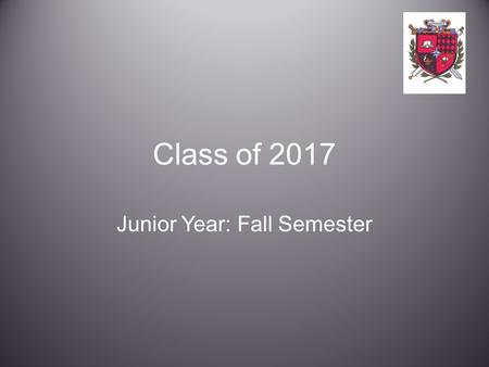 Class of 2017 Junior Year: Fall Semester. Goals At the conclusion of this presentation you will better understand: –the post-secondary options available.